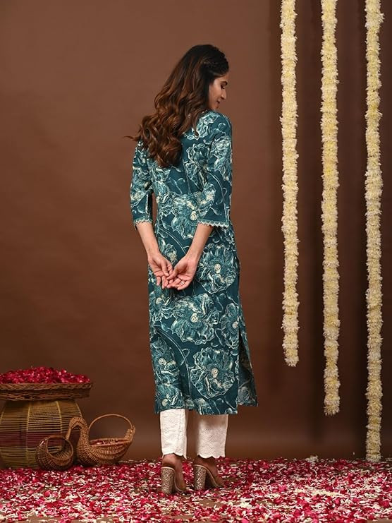 Pritned Calf Length Girls Kurti