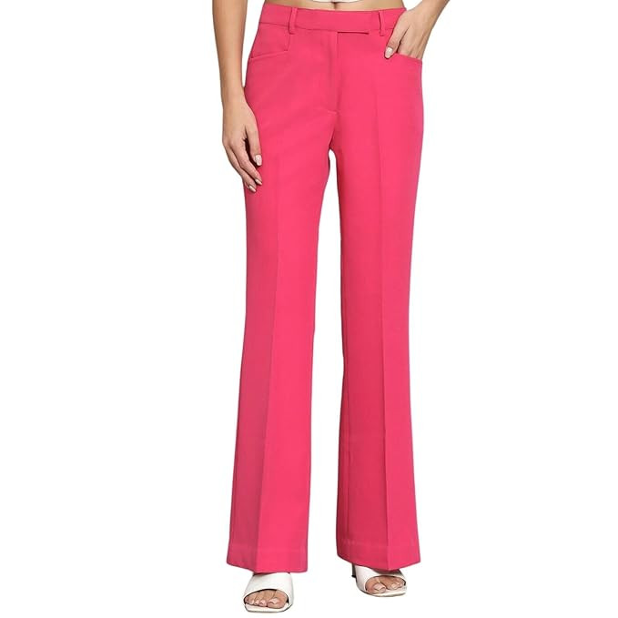 Mid Waist Bell Bottom Stretchable Formal Trouser Pants