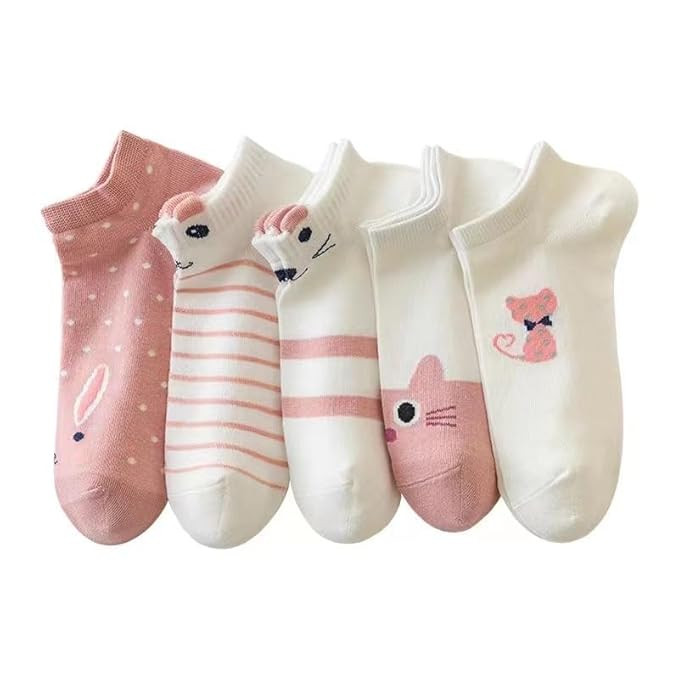 Women’s Ankle Socks – 5 Pair Pack Cute Smile Face Design